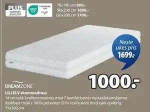 JYSK LILLELV skummadrass, NOK 1000 tilbud