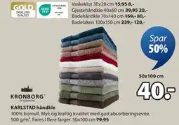 JYSK KARLSTAD håndkle, NOK 40 tilbud