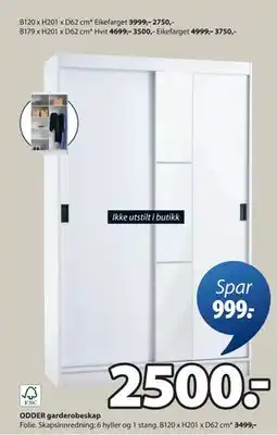 JYSK ODDER garderobeskap tilbud