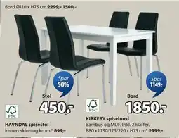JYSK KIRKEBY spisebord, NOK 1850 tilbud