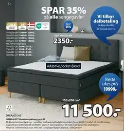JYSK HEMLA GC75 kontinentalseng grå-40, NOK 11500 tilbud