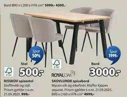 JYSK RISSKOV spisestol, NOK 500 tilbud