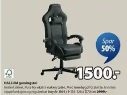 JYSK HALLUM gamingstol, NOK 1500 tilbud