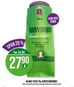 Kiwi KIWI 100 % GROVBRØD, NOK 27.9 tilbud