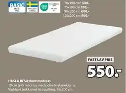 JYSK HASLA BF50 skummadrass, NOK 550 tilbud