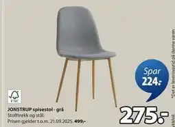 JYSK JONSTRUP spisestol - grå, NOK 275 tilbud