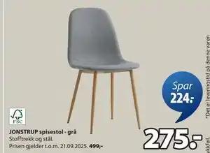 JYSK JONSTRUP spisestol - grå, NOK 275 tilbud