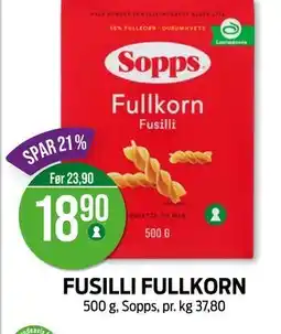 Kiwi FUSILLI FULLKORN, NOK 18.9 tilbud