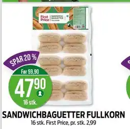 Kiwi SANDWICHBAGUETTER FULLKORN, NOK 47.9 tilbud