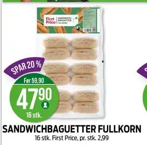 Kiwi SANDWICHBAGUETTER FULLKORN, NOK 47.9 tilbud