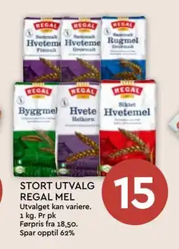 Coop Mega STORT UTVALG REGAL MEL, NOK 15 tilbud