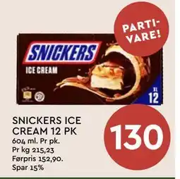 Coop Mega SNICKERS ICE CREAM 12 PK, NOK 130 tilbud