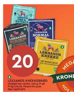 Coop Mega LEKSANDS KNEKKEBRØD, NOK 20 tilbud