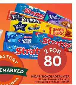 Coop Mega NIDAR SJOKOLADEPLATER, NOK 80 tilbud