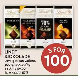 Coop Mega LINDT SJOKOLADE, NOK 100 tilbud