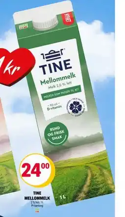 Coop Extra TINE MELLOMMELK, NOK 24 tilbud
