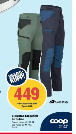 Coop Extra Skogstad Stegafjell turbukse, NOK 999, Medlemspris tilbud