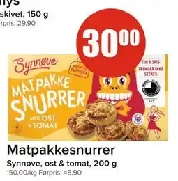 Spar Matpakkesnurrer, NOK 30 tilbud