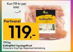 Gigaboks Kyllingfilet 1 kg singelfryst, NOK 119 tilbud