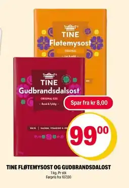 Coop Extra TINE FLØTEMYSOST OG GUDBRANDSDALOST, NOK 99 tilbud