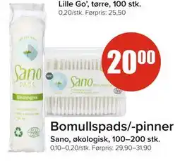 Spar Bomullspads/-pinner, NOK 20 tilbud