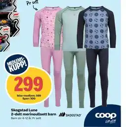 Coop Extra Skogstad Lune 2-delt merinoullsett barn, NOK 599, Medlemspris tilbud