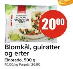 Spar Blomkål, gulrøtter og erter, NOK 20 tilbud