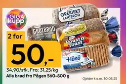 Gigaboks Alle brød fra Pågen 560-800 g, NOK 50 tilbud