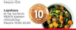 Meny Lapskaus, NOK 10 tilbud