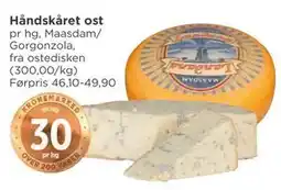 Meny Håndskåret ost, NOK 30 tilbud