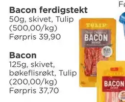 Meny Bacon ferdigstekt, NOK 25 tilbud