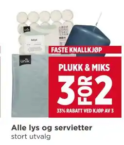 Meny Alle lys og servietter tilbud