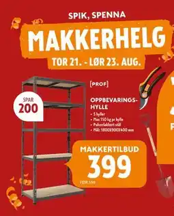 Byggmakker OPPBEVARINGSHYLLE, NOK 399 tilbud