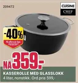 Europris KASSEROLLE MED GLASSLOKK, NOK 359 tilbud