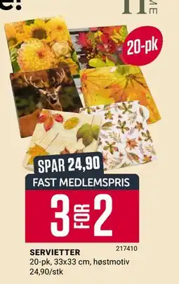 Europris SERVIETTER, NOK 24.9 tilbud