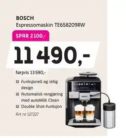 ELON Espressomaskin TE658209RW, NOK 11490 tilbud