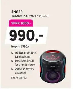 ELON SHARP Trådløs høyttaler PS-921, NOK 990 tilbud