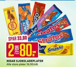 Europris NIDAR SJOKOLADEPLATER, NOK 80 tilbud