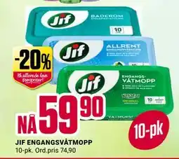 Europris JIF ENGANGSVÅTMOPP, NOK 59.9 tilbud