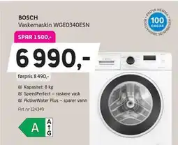 ELON Vaskemaskin WGE0340ESN, NOK 6990 tilbud