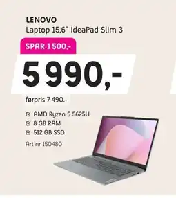 ELON Laptop 15,6” IdeaPad Slim 3, NOK 5990 tilbud