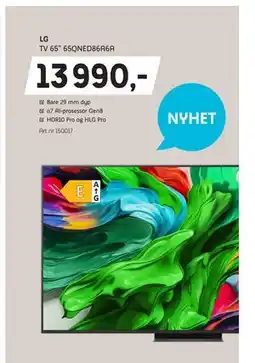 ELON LG TV 65” 65QNED86A6A, NOK 13990 tilbud