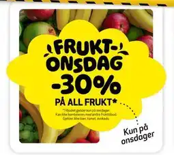 Bunnpris Frukt-onsdag -30% på all frukt tilbud