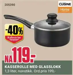 Europris KASSEROLLE MED GLASSLOKK, NOK 119 tilbud