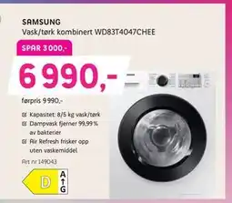 ELON Vask/tørk kombinert WD83T4047CHEE, NOK 6990 tilbud