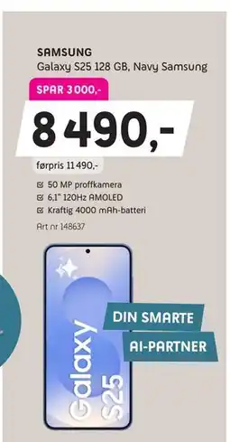 ELON SAMSUNG Galaxy S25 128 GB, Navy Samsung, NOK 8490 tilbud