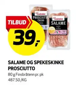 Bunnpris SALAME OG SPEKESKINKE PROSCIUTTO, NOK 39 tilbud