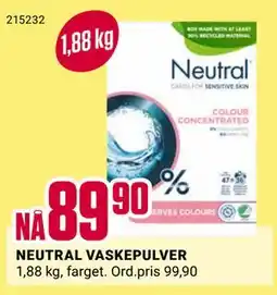 Europris NEUTRAL VASKEPULVER, NOK 89.9 tilbud