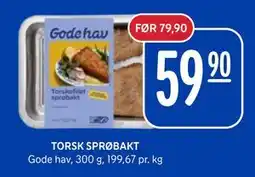 Rema 1000 TORSK SPRØBAKT, NOK 59.9 tilbud