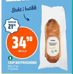 Coop Obs COOP MATPAKKEBRØD, NOK 34.9 tilbud